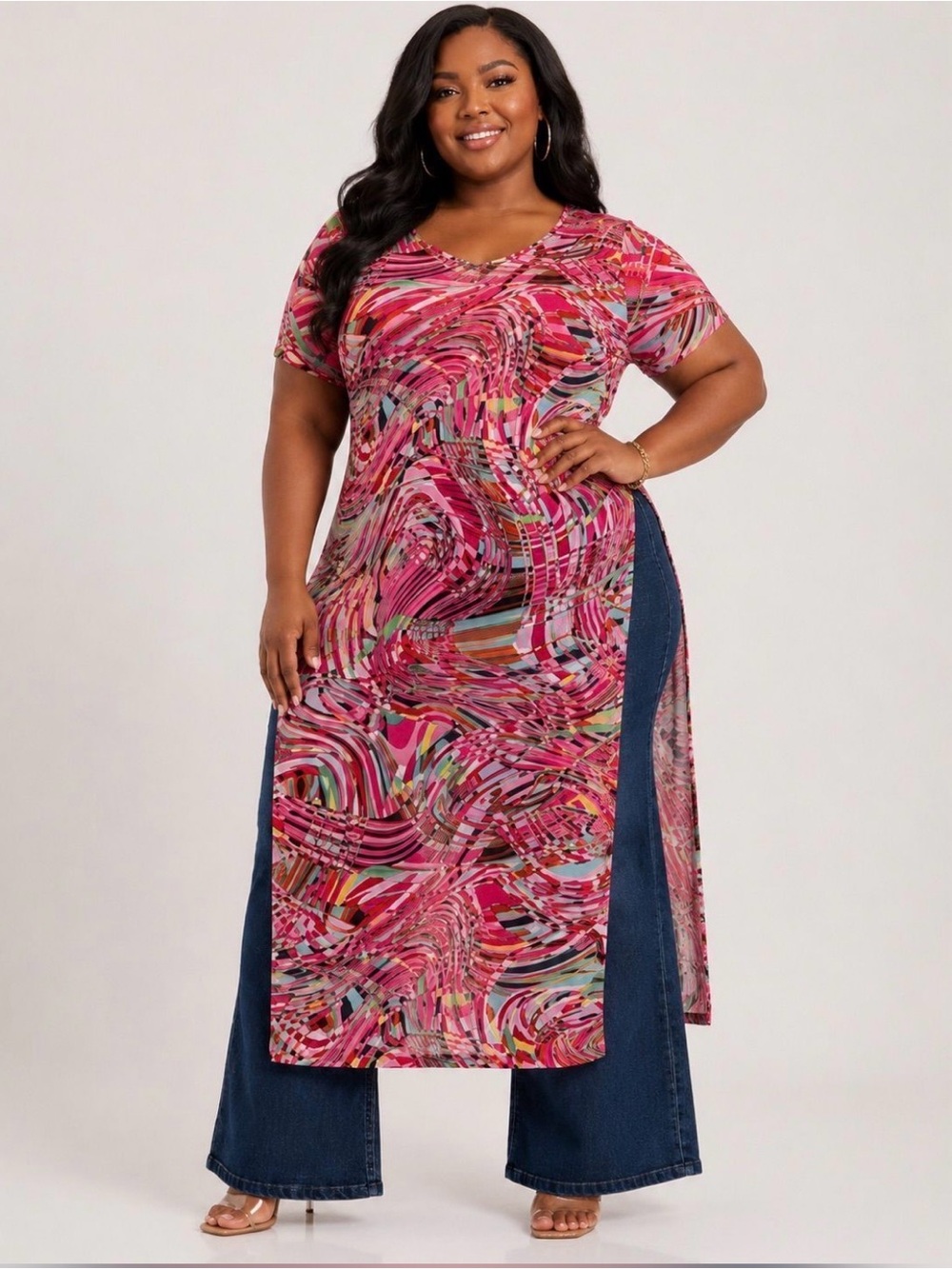 Love J Mesh Tunic Top 3X